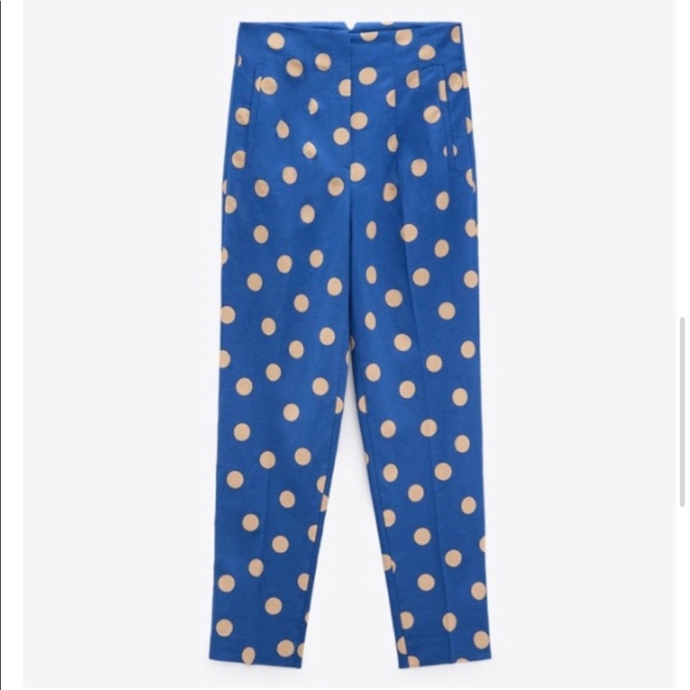 NWT Zara 2 Piece Polka Dot Linen Blouse and Pants Set - Picture 9 of 16